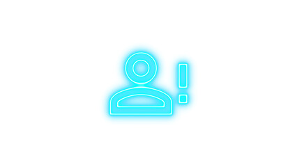 Neon icon of a person with an exclamation mark, symbolizing alert or notification