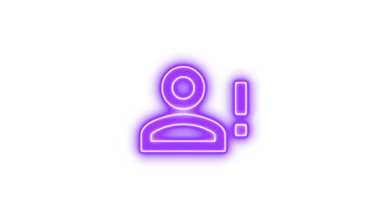 Fototapeta premium Neon icon of a person with an exclamation mark, symbolizing alert or notification