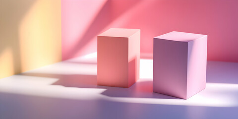 Geometric Shapes with Soft Pastel Colors in Studio Lighting