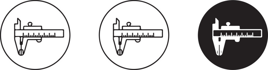 Caliper Measurement Tool Icons Set Black White