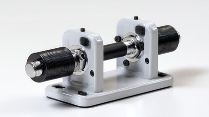 Fototapeta premium A white and black object with a silver screw on it
