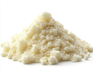High-Quality Image of Granular White Powder Isolated on Pure White Background in Front View