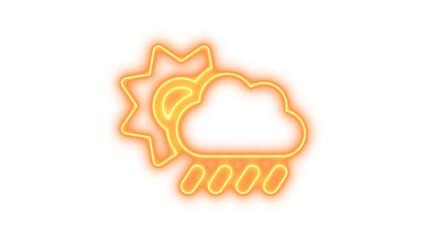 Bright Weather Icon, Neon cloud sun icon glow with transparent background