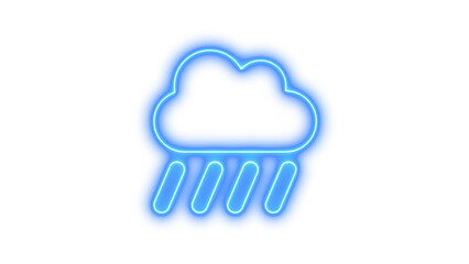 Neon cloud-showers-heavy icon glow with transparent background