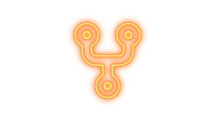 Neon code fork icon glow with transparent background