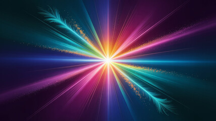 Colorful explosion of light and patterns in a vibrant abstract design showcasing energetic movement and vivid hues