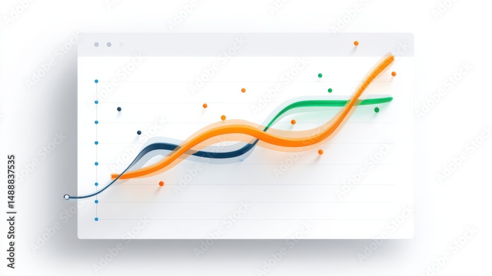 Wall mural a graph with three lines and orange dots