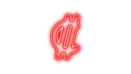 Neon colon sign icon glow with transparent background