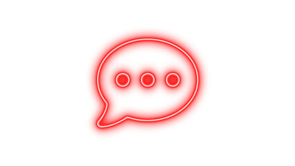 Glowing neon speech bubble icon with three dots, symbolizing communication or messaging