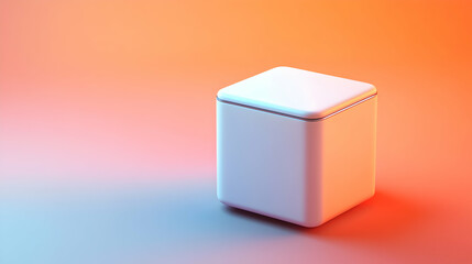 Obraz premium Simple White Cube on Gradient Background with Soft Lighting Effects