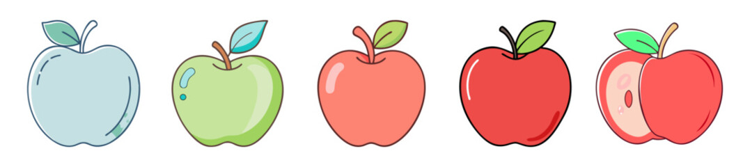 apple icon, apple line art - simple line art of apple, perfect for apple logos and icons