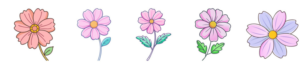 cosmos flower icon, cosmos flower line art - simple line art of cosmos flower, perfect for cosmos flower logos and icons