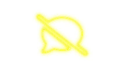 Glowing neon icon of a crossed-out chat bubble, symbolizing no communication or silence
