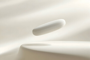 Minimalist Soap Bar Floating Above Smooth Beige Surface