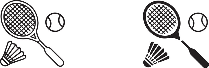 Racket Sports Icons Tennis and Badminton Equipment