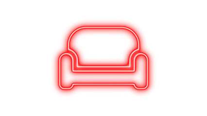 Neon couch icon glow with transparent background