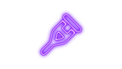 Glowing Neon Crutch Sign, Neon crutch icon glow with transparent background