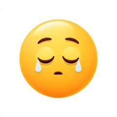 Fototapeta premium Drooling emoji face with sleepy eyes on white background