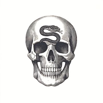 skull with snake cartoon horror