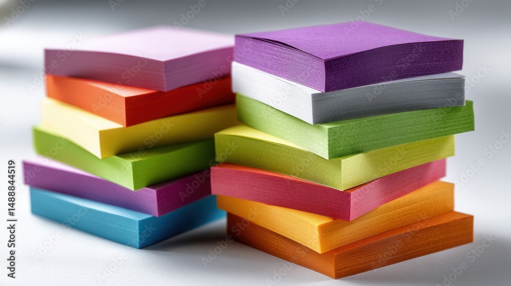 Poster A stack of colorful sticky notes with different colors and sizes