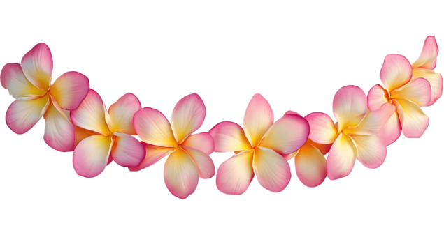 Pink and yellow plumeria flower lei tropical blossom