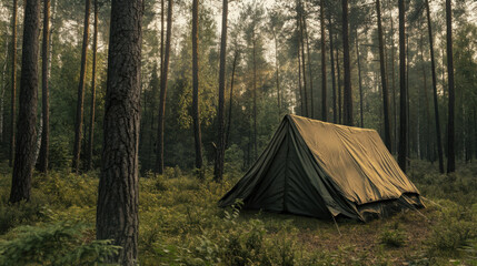 Echoes of the Past: Old-School Soviet Tent in a Northern Forest Setting

