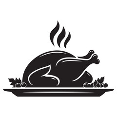 Fried chicken and turkey. concept for thanksgiving, silhouette roasted chicken icon