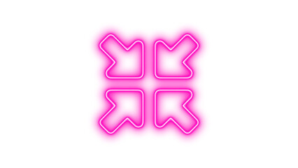 Glowing Neon Arrows Sign, Neon minimize icon glow with transparent background