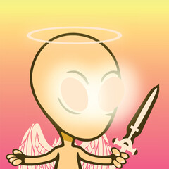 Alien angel archangel sword wings vector illustration. 