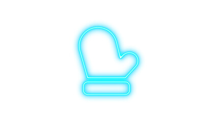 Neon Winter Mitten Outline, Neon mitten icon glow with transparent background