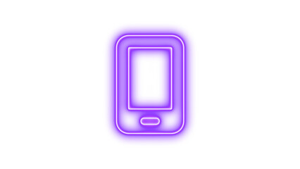 Glowing Neon Smartphone Icon, Neon mobile screen icon glow with transparent background