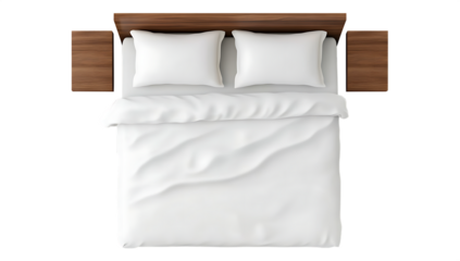 Top view modern bedroom king size bed setup