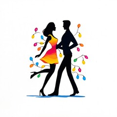 Dancing Couple with Party Lights