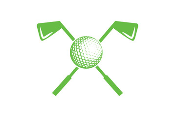 Golf Sports Badge Logo Vector With Cross Sticks.