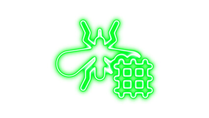 Neon Mosquito Icon with Grid Pattern, Neon mosquito net icon glow with transparent background