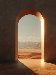 Obraz premium Desert vista framed by a simple archway.