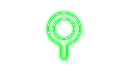 Glowing Neon Magnifying Glass Icon, Neon neuter icon glow with transparent background