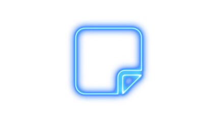 Glowing neon icon of a square with a folded corner, symbolizing a digital document or note