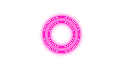 Glowing Neon Circle with Concentric Rings, Neon o icon glow with transparent background