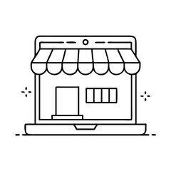 shop with laptop icon, shop with laptop vector illustration-simple illustration of shop with laptop , perfect for shop with laptop logos and icons