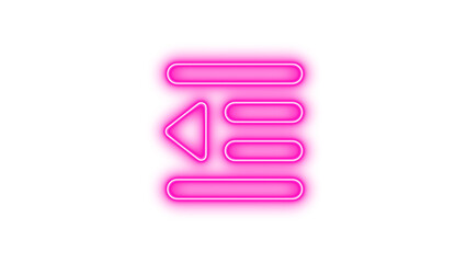 Neon Text Alignment Icon, Neon outdent icon glow with transparent background