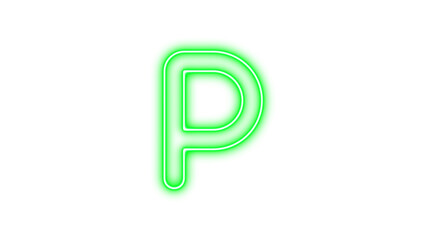 Fototapeta premium Glowing Neon Letter P, Neon p icon glow with transparent background