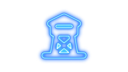 Glowing neon outline of a water tower icon, Neon tower observation icon glow with transparent background