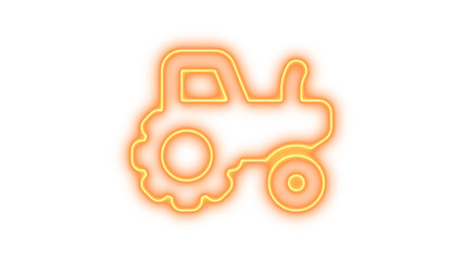 Neon tractor icon glow with transparent background