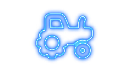 Neon tractor icon glow with transparent background