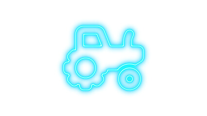 Neon tractor icon glow with transparent background
