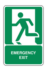 Emergency Exit Sign with Explanation – Left-Hand Direction – Safe Condition – High Quality Vectorial Graphic