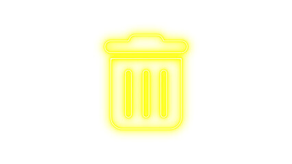 Neon trash can icon with glowing effect, Neon trash can icon glow with transparent background