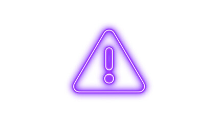 Glowing Warning Sign with Exclamation Mark, Neon triangle exclamation glow with transparent background