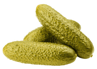 marinated pickled Cucumber isolated on white background, full depth of field